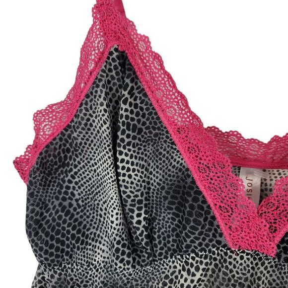 Jose Natori Black And Grey Patterned Cami With Hot Pink Accents Size M - Picture 2 of 5